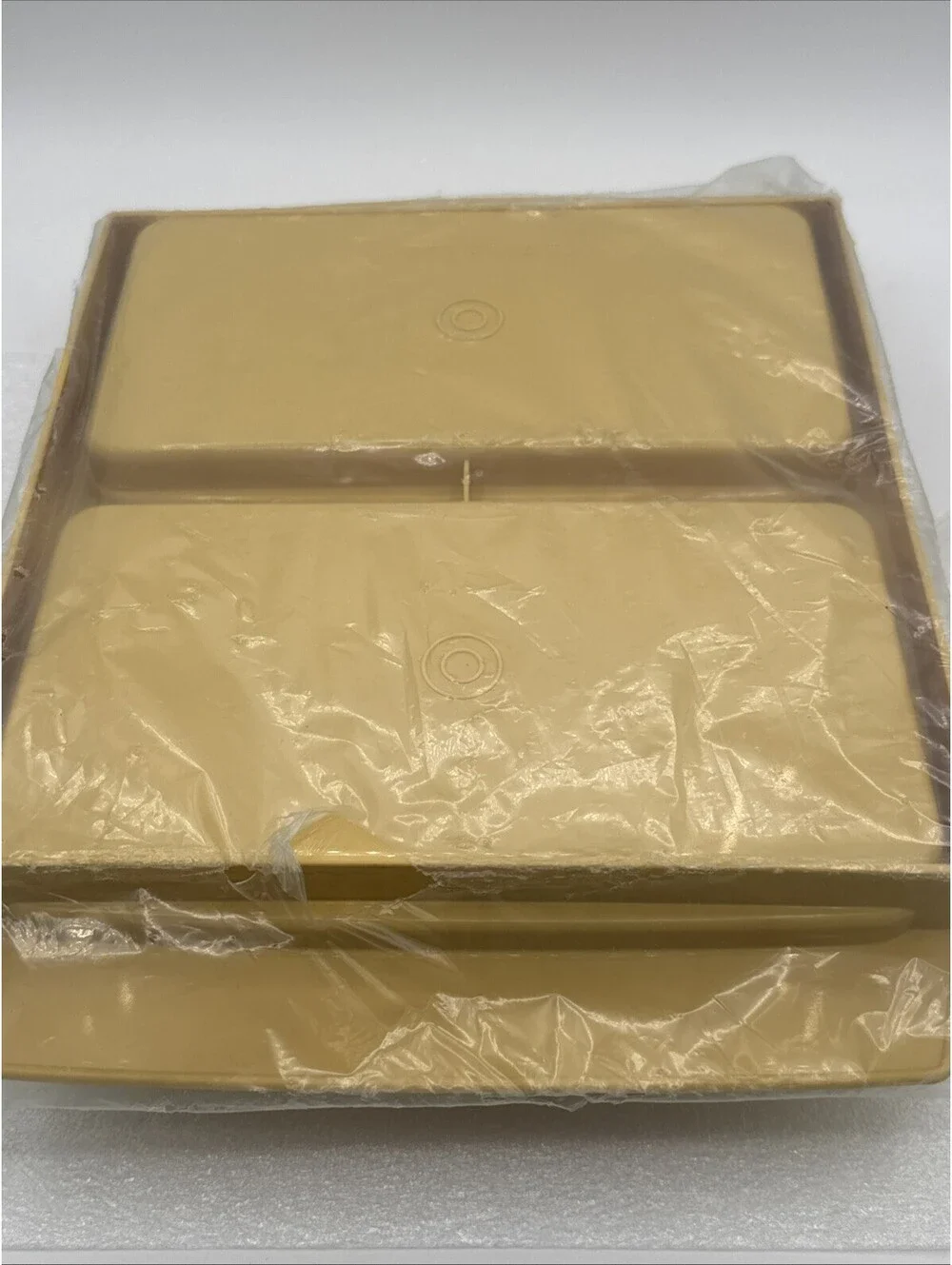Tupperware NEW Deviled Egg Carrier Keeper Yellow Lid Pearl Removable Trays
